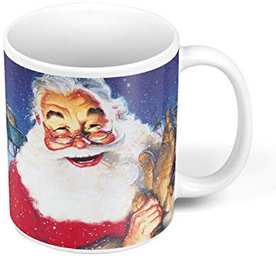 Fabulous Mug Céramique Pere Noel Neige Traineau Peinture Vintage Retro
