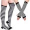 Blulu Armwärmer Beinlinge Damen Gestreift Fingerlose Handschuhe (Schwarz, Weiß)