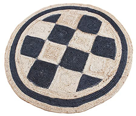 CASAVANI Indische handgewebte Teppiche natürliche Jute-Teppiche rund geflochtene Jute Outdoor Yoga Jute Teppich 180 x 180 cm (6 x 6 Fuß im Quadrat)