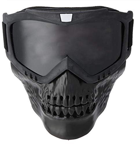 Kuuleyn Abnehmbare Motorradbrille, Helmmaske, Motorradhelm, Reitbrille mit Gesichtsmaske, Vintage, Unisex-Outdoor-Skisport-Motorrad-Rennbrille(Grau)
