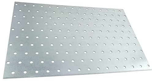 AERZETIX - C58316 - Juego de 2 Placas de montaje perforadas 200x300x2mm con 150 agujeros - en acero galvanizado Z275 - fijación de metal madera - color plata
