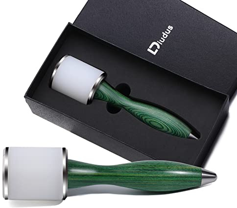 DIUDUS Leather Carving Hammer Leather Working Mallet Leather Maul DIY Leathercraft Mallet Stamping Tool with Nylon Straight Head Wood Handle for Leatherwork (Green/Water-Rippled)