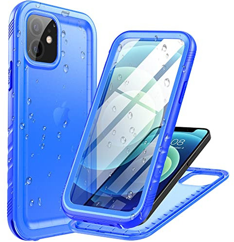 Cozycase for iPhone 12/iPhone 12 Pro Waterproof Shockproof Case with Screen/Camera Protector - Unbreakable/Heavy Duty/Front and Back Cover【360 Full Body Protective】 Underwater Dustproof Bumper-Blue