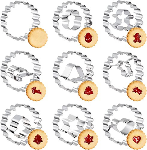 Emporte Pièces Noël, Lot de 9 Emporte-Pièces Linzer Noël, Emporte Piece Patisserie, Noël Moule Biscuit, pour Décoration de Gâteau Fondant Cookie Pâtisserie Sablé