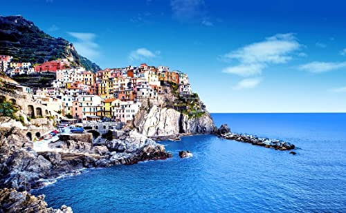 Papier Peint Panoramique Bord De Mer Ville Ciel Bleu Mer Papier Peint Intissé 3D Murale Tableaux Muraux Tapisserie Salon Chambre