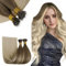 RUNATURE Nano Ring Haarverlängerung Echthaar Braun Balayage Blond Pre Bonded Nanoring Remy Menschliches Haar Ombre Nano Extentions Echthaar 25 cm 50g #8T60