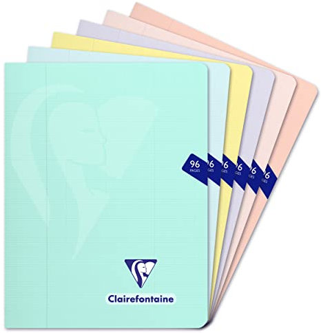 Clairefontaine 308741C - Packung mit 10 Heften Mimesys 17x22cm 48 Blatt, französische Lineatur, PP Einband, Pastell farbig sortiert, 1 Pack