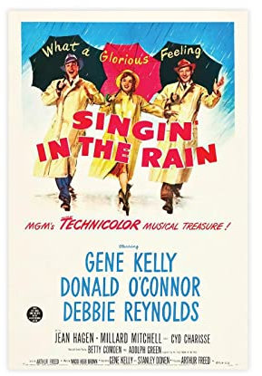 MJKO Singin' In The Rain Retro Leinwand Poster Wandkunst Dekor Bild Gemälde für Wohnzimmer Schlafzimmer Dekoration Rahmen Stil 50 x 75 cm