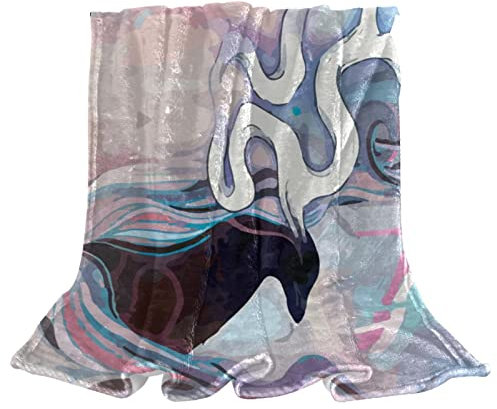 TBOUOBT Bettwäsche-Fleece-Decke, dekorativ für Schlafzimmer-Sofa-Boden,Tierische abstrakte Kunst Elch