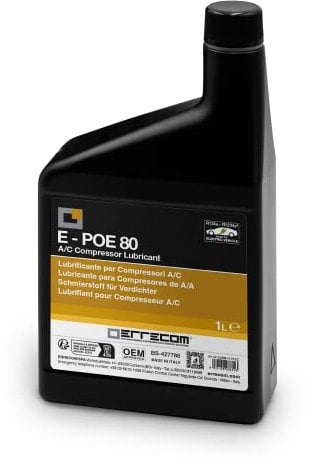 ERRECOM E-Poe 80, Lubrificante per Compressori A/C elettrici degli autoveicoli ibridi e elettrici, viscosità 80, flacone da 1 L