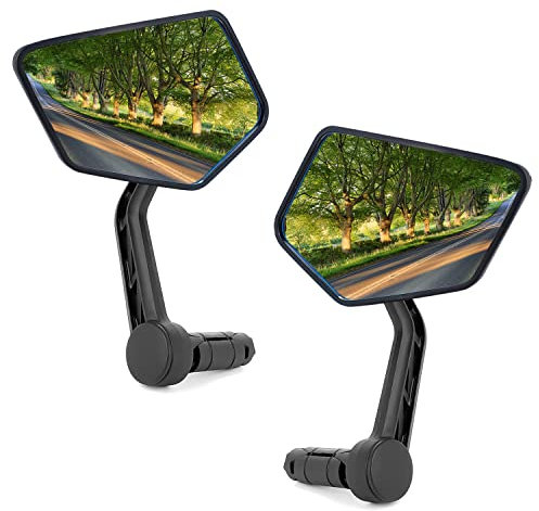 Arkham Fahrradspiegel Schlagfestes Echtglas HD Extra Große Spiegelfläche, Fahrrad Spiegel für Links Lenker,Rückspiegel Fahrradspiegel für E-Bike Fahrradrückspiegel klappbar (links + rechts Lenkerende)