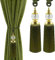 Quasten-Vorhang-Raffhalter, grüne Raffhalter für Vorhänge, Kristallperlen, Vorhangquasten, Halter, Vorhanghalter für Vorhänge, Krawatten, handgewebte Bauernhausvorhänge, Quaste, Seil, 2 Stück
