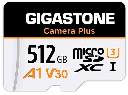 [GIGASTONE] Tarjeta Micro SD de 512GB, cámara Plus, GoPro, cámara de acción, aplicación A1 Run para Smartphone, 100 MB/s, grabación de Video 4K, Micro SDXC UHS-I A1 U3 Clase 10