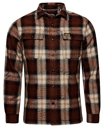 Superdry WOOL MILLER OVERSHIRT, Vestes Homme, Roderick Check Brown,