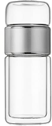 Tee-Ei-Flasche, 420 Ml, Teebecher Mit Teesieb, Doppellagiger Edelstahl, Auslaufsichere Glas-Wasserflasche Für Losen Tee, Für Büro, Reisen, Zuhause(Edelstahlfarbe)