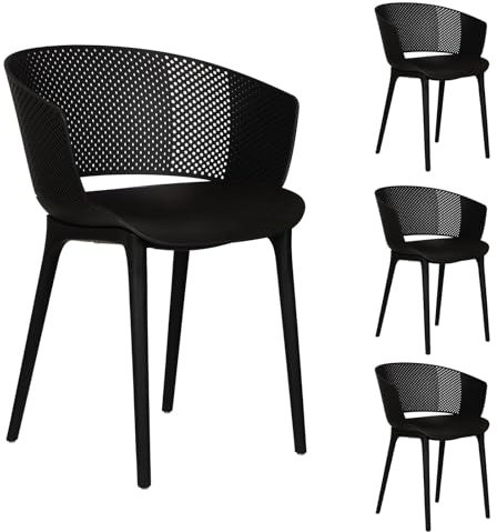 IDIMEX Gartenstuhl OLINDO 4er Set, schwarz - In- & Outdoor Stühle aus Kunststoff, UV-Beständig und robust, Schalenstühle für Balkon, Terrasse oder Esszimmer