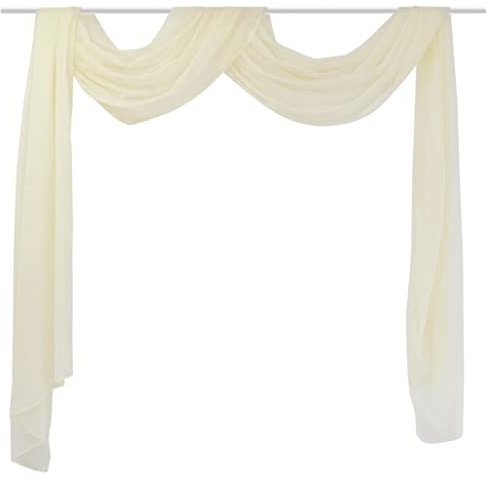FENLAX Dünner Voile Querbehang 140x600 cm Creme Gardinen Querbehang Traubogen Stoff Dekostoff Stoff für Hausbett Traubogen Deko Hausbett Dekoration Mädchen Gardinen Deko Hausbett Vorhang Mädchen