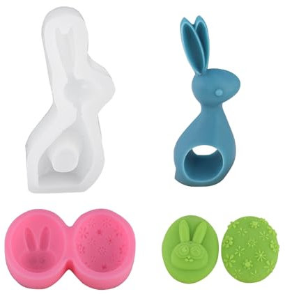 2 Stück Silikon Gießform Ostern,Giessform Silikon Ostern,Osterhase und Ostereier,Silikonform Ostern,Silikonformen Gießformen,Silikon Gießformen,für Seife,Ostern Deko,Sojawachs Kerzen