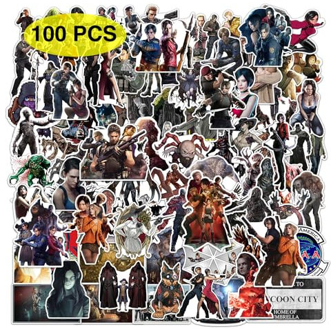 GTOTd Resident Evil Stickers Aufkleber (100 Stück) Spiel Geschenke Merch für Laptop Wasserflasche Telefon Zubehör Auto Stoßstange Fenster Helm Dekor Teens