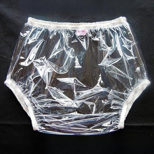 TOVCHEI Erwachsene Pull on Plastikhosen Kunststoffhose Wiederverwendbare Windel wasserdichte Inkontinenzhose Windelbezüge Anti-Seiten-Leckage Physiologisch,Clear,XXL