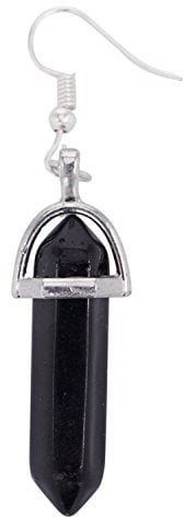 iFutniew Fashion Natural Alloy,Plastic Hexagonal Edge Energy Column Temperament Pendant Earrings for Women Black