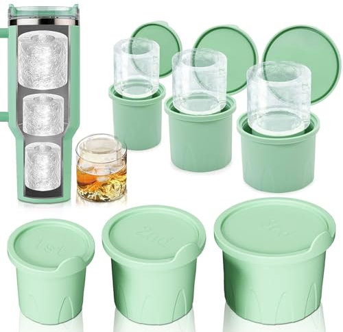 Molde de silicona para vasos Stanley, 3 piezas para accesorios Stanley, sin BPA, bandeja de silicona para accesorios Stanley Cup para whisky helado (verde)