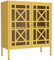 Aqetbfi Vintage gemusterte Glas-Metall-Schließfächer zur Aufbewahrung und verstellbare Regal-Trennwände, Schrank, kurzer Schrank, Gelb, 35 cm T x 80 cm B x 90 cm H