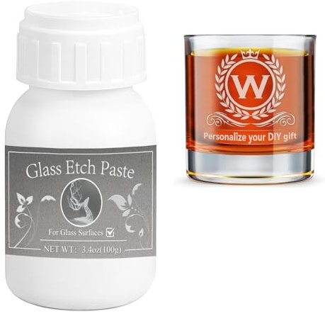 WAN2TLK Pâte de gravure pour verre, 100 g de pâte à graver pour verre, fournitures artisanales, pour créer de superbes designs sur des surfaces en verre (pâte blanche pour verre Etching)
