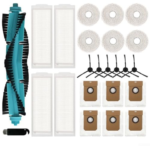Kit de pièces de rechange pour aspirateur robot pour Cecotec pour Conga 11090, brosse à rouleau, chiffon serpillère, filtre, sacs à poussière, brosses latérales + brosses de nettoyage (27 pièces)