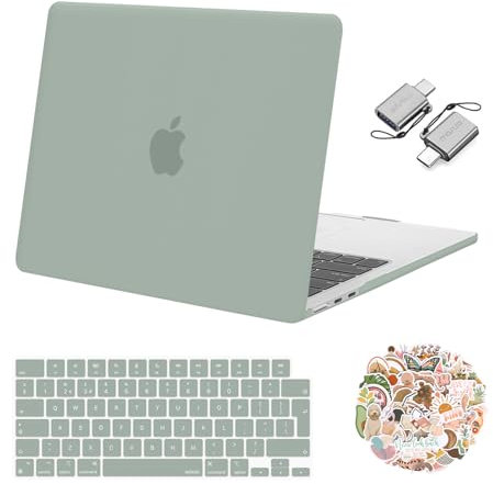 MOSISO Compatible with MacBook Air 13 inch Case 2025 2024 2023 2022 M4 M3 M2 A3240 A3113 A2681, Hard Shell Cover&Keyboard Skin&Laptop Decals&Type C for MacBook Air 13.6 inch Case, Antique Green