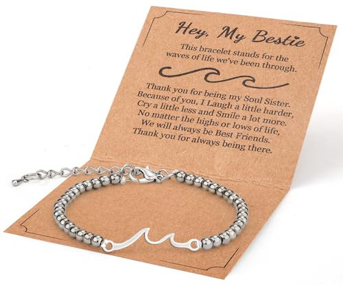 Mikovivi Best Friend Bracelet, Gift for Friends Female Wave Friendship Bracelet Jewelry Meaningful Gifts for Women Best Friends Besties Sister Birthday Christmas Valentines Day Graduation Gift
