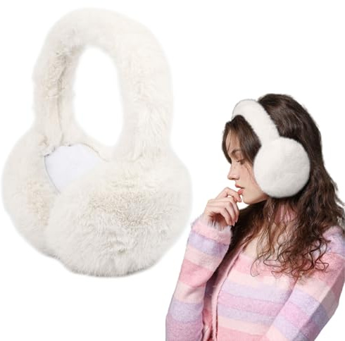 Risipu Cache-oreilles d'hiver pliables en fausse fourrure douce et chaude pour femme