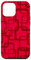 Hülle für iPhone 14 Pro Max Retro MCM Quadratisches Motiv Vintage Muster 6 Rot