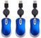 PRATYAHARA 3PCS Wired Mouse Retractable Mouse Corded Mouse Mini Mouse USB Optical Mouse Wired Mouse for Computer Laptop PC Easy to Use