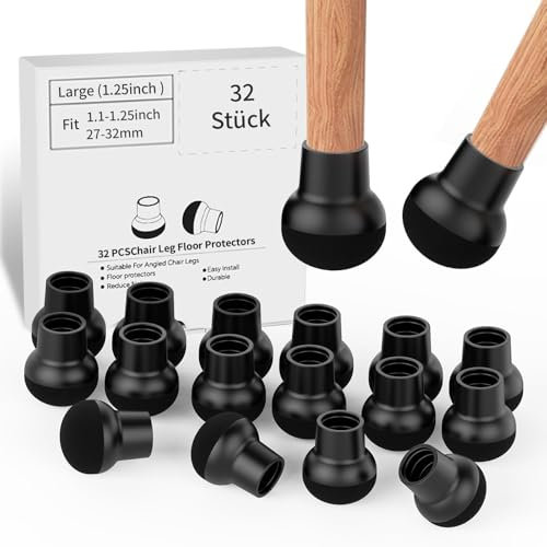 Embouts de Pieds de Chaise Ronds Obliques Embouts de Protection en Silicone pour Pieds de Chaise avec Coussinets en Feutre Épais pour Protéger Les Sols - Empêchez le Bruit et les Rayures (Longueur Fit