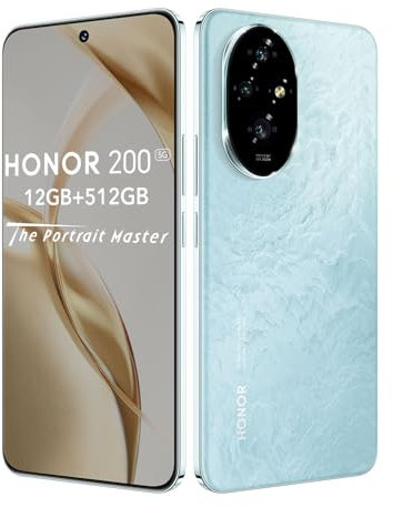 HONOR 200 5G Smartphone 12GB 512GB, 5200mAh Batería, Snapdragon 8s Gen 3, Cámara Triple 50 MP, Pantalla 6.7'', Dual SIM, NFC, MagicOS 8.0/Android 14(Sin Cargador), Verde