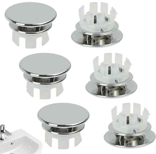 WeddHuis 6 piezas Anillo de Desbordamiento de Fregadero, Cubierta de Anillo Rebosadero Fregaderos, Tapa Redonda Desbordamiento Orificio Fregadero, Embellecedor Lavabo, para Fregadero, Baño, Cocina