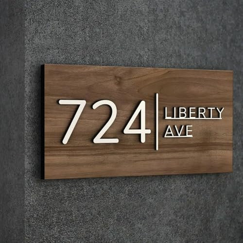 Plaque D'adresse 3d En Bois Personnalisée Avec Nom De Rue, Plaque De Numéro De Maison, Plaque De Porte Personnalisée En Bois, Numéro De Maison Extérieur, Plaque D'adresse(25 * 15CM)