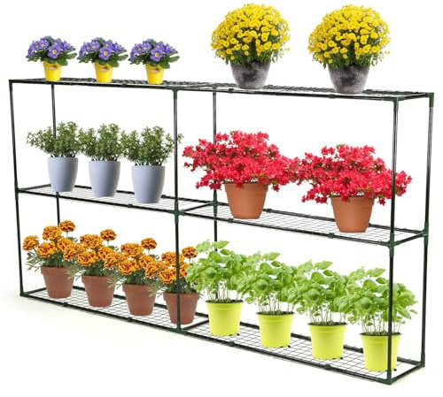 Taylor & Brown 6 Tier Greenhouse Staging and Shelving Racks | Free Standing Outdoor Plant Stand | Tiered Garden Plants Rack for Potting, Pots or Trays