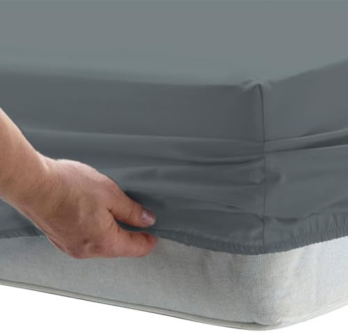 Pizuna Spannbettlaken 170x200-180x200 Anthrazitgrau 1000 Fadenzahl | 100% langstapeliger Baumwolle in Satinbindung Dickes Spannbettlaken mit 40 cm tiefer Tasche Mako Satin