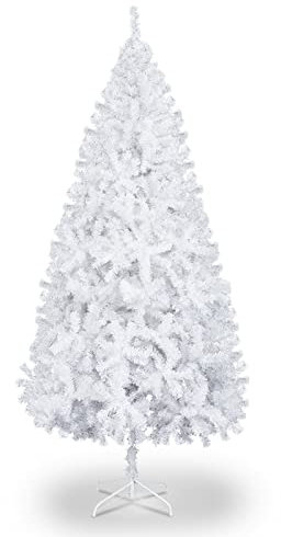 6ft White Christmas Tree, Artificial Xmas Christmas Tree with 400 Tips, Solid Metal Legs, Christmas Decorations for Indoor Outdoor 1.8m