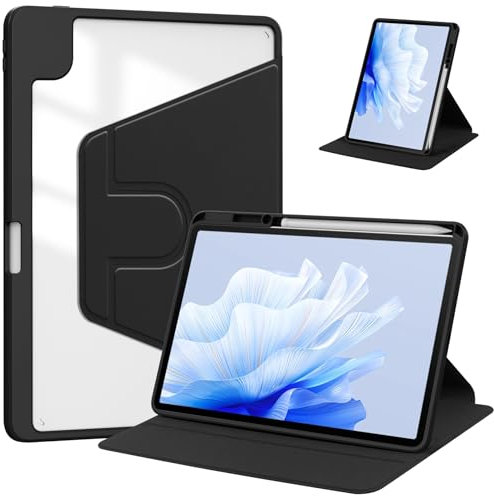 DayQiQiPu Custodia protettiva per Huawei MatePad 10,4 Pollici BAH4-W09/ BAH3-W09/AL00/L09/W59 Pelle PU Rotazione a 360° Stand Slim Cover con supporto per matita Auto Sveglia/Sonno,Nero