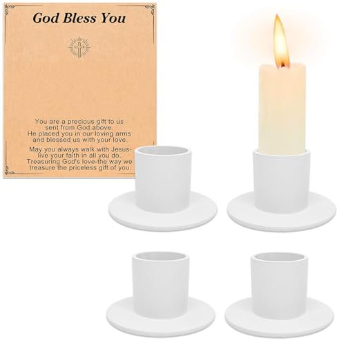 4 Stück Weiß Kerzenständer,Retro Candlelight Dinner Kerzenhalter, für Wohn,Esszimmer und Schlafzimmerdekoration Kamindekoration für Weihnachten Ostern Kirche beten