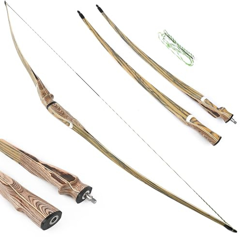 Bogenschießen Takedown Traditioneller Langbogen Recurve Bogen und Pfeile Set, 60“ 62“ 64“ Handgefertigt Abnehmbarer Jagdbogen Dreieck Longbow 20-50lbs Horsebow (64/Nur Bogen, 35lbs)