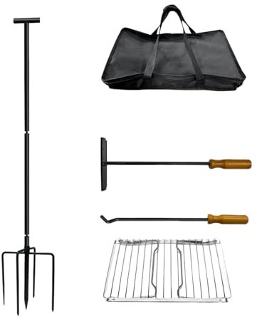 LOVIVER Campfire Grill Grate Camp Fire Stand Swivel Adjustable Height Portable Fire Pit Grill Open Fire Cooking Equipment for Picnics