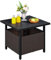 Abician Table à Manger de Jardin en Résine avec Trou pour Parasol Cadre en Métal Table Extérieur en Rotin PE pour Bistro Carrée Balcon Cour Pied de Parasol 55 x 55 x 48 cm