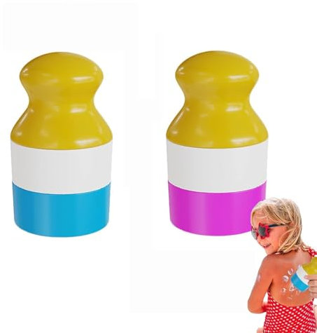 WANSHI Sonnencreme Applikator Kind Nachfüllbar，Sunscreen Applicator，Applikator Sonnencreme，Sonnencreme Schwamm Auffüllbar For Kids, Adults, Travel (Blau+Pink2PCS)