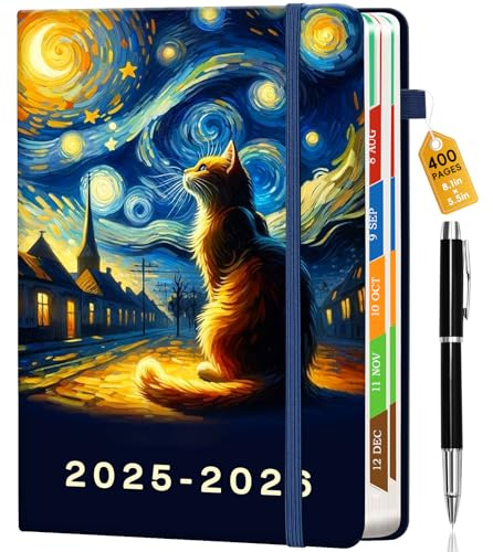 400 Seiten Kalender 2025 2026 Wochenkalender A5 200 Blatt Notizbuch Juli 2025 – Juni 2026 Notizblock Tageskalender 21 x 14,5 cm Schülerkalender Wochenplaner Notebook (Sternenkatze)