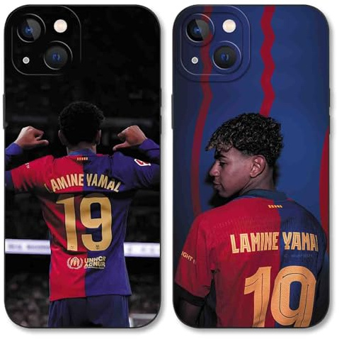 Yimctoie 2 Stück Cool Fußball Handyhülle für iPhone 13 Hülle 6,1,Mode FC Cartoon Spieler Muster Case für Fans,TPU Silikon Stoßfest Anti-Kratz Schutzhülle,Kawaii