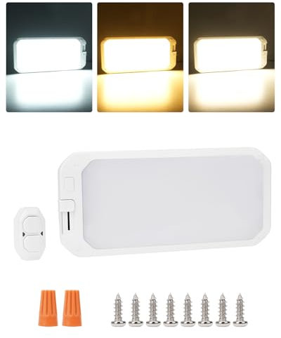 SUPAREE Eclairage Camping Car Interieur Plafonnier LED 12V Camping Car Lampe LED 12V avec Telecommande 3 Couleurs 2900K-6500K Dimmable pour RV Camion Bateau Van Fourgon 1PC